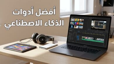 صورة توضح مجموعة من أدوات الذكاء الاصطناعي المستخدمة في تحرير الفيديو والتصميم وإنتاج الصوت وإدارة المواقع الإلكترونية.